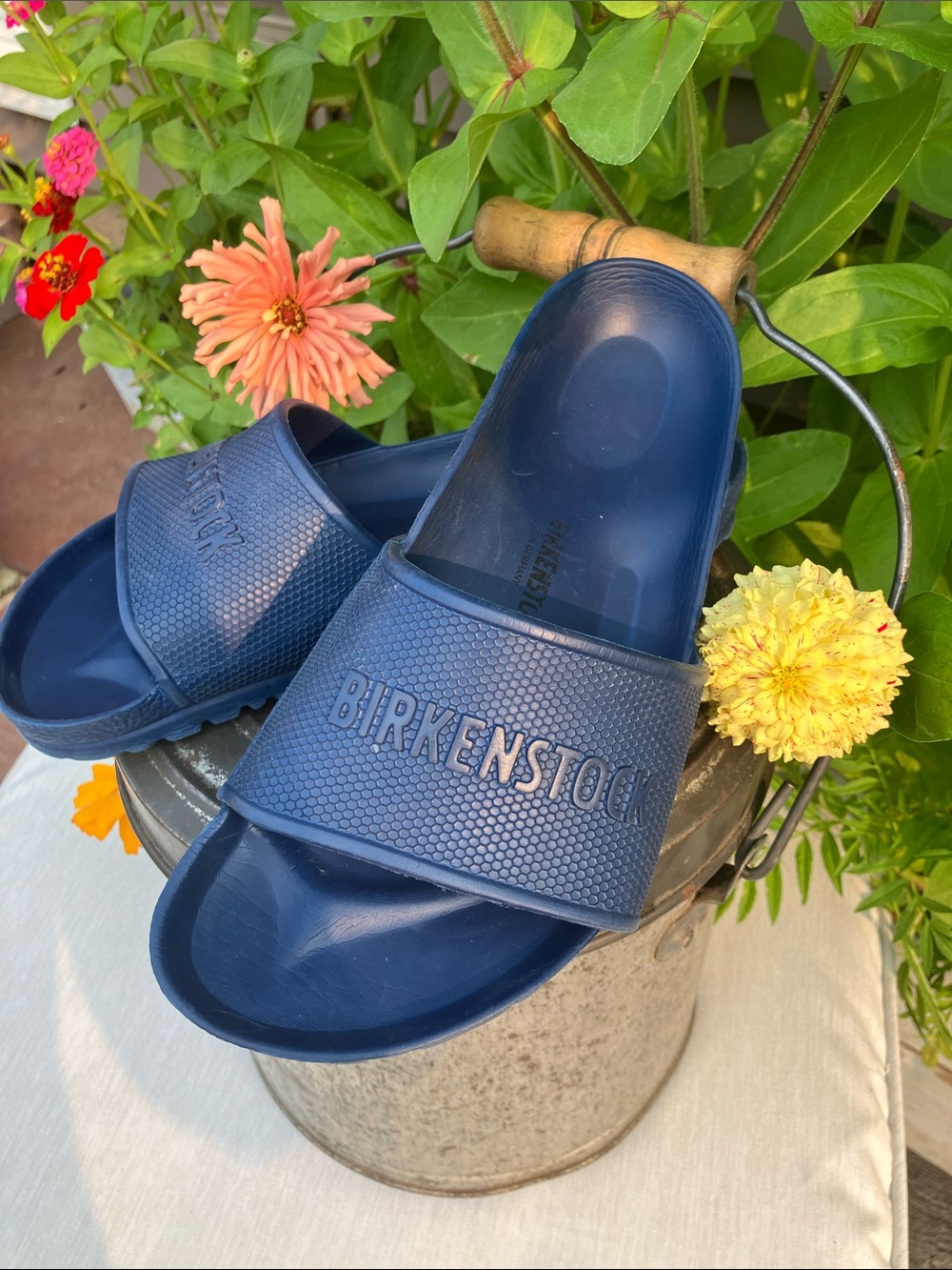 Birkenstock women’s Slide Sandals in Navy Blue